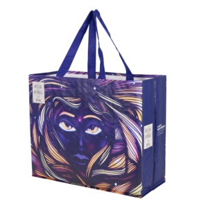 Bolsa de compras tejida de PP reutilizable laminada brillante para Super market - Product Image 1