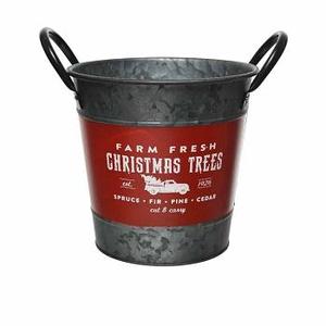 Seau et porte-plantes en métal floral vintage pour la décoration de Noël Bas de Noël élégant - Product Image 5