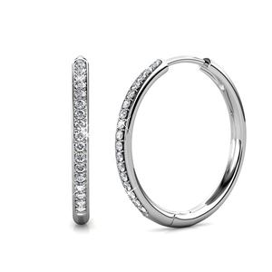 <span class=keywords><strong>Orecchini</strong></span> a cerchio 40mm dasini impreziositi da cristalli Swarovski in argento Sterling 925 Chic grandi <span class=keywords><strong>orecchini</strong></span> a cerchio rotondo da donna - Product Image 3