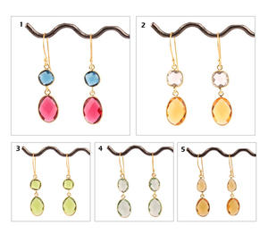 Pendientes de citrino y opalita para mujer, conjunto de bisel chapado en oro, gota de luz colgante para mujer, gotas chapadas en oro de 24k, joyería al por mayor - Product Image 4