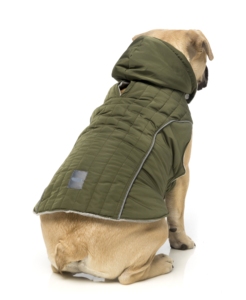 Chaqueta cálida para mascotas, ropa cómoda de aventura, color caqui y verde, ropa reciclada para perros - Product Image 3