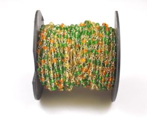 Collier de chapelet fait main 18K plaqué or perles de pierre de quartz multiples forme de rondelle bijoux de pierres précieuses naturelles à la mode chaîne en laiton - Product Image 1