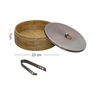 กล่องโรตีทำจากไม้พร้อมฝาโลหะกล่องภาชนะใส่อาหารปรับขนาดได้ตามต้องการ - Product Image 2