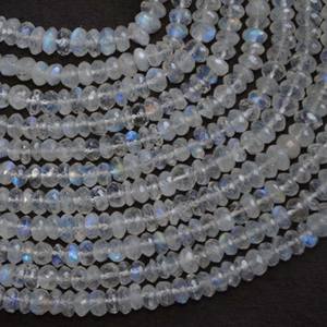 Prix de Blanc Naturel Arc-En-Moonstone Facettes Rondelles perles - Product Image 5