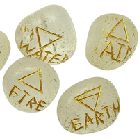 Lot de 7 Pierres de Chakra en Cristal Naturel de Haute Qualité, 4 Pierres d'Agate Sculptées, Symbole Élémentaire Wiccan, Pagane, Spirituel, Reiki, Amour