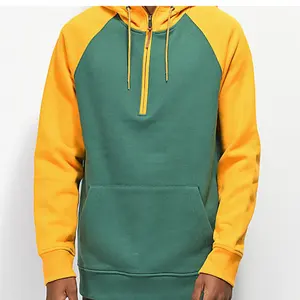 Sweat à capuche multicolore personnalisé pour hommes Pull de taille XL avec demi-fermeture à glissière Polaire à séchage rapide 100% coton - Product Image 1