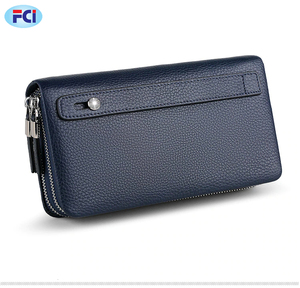 Bolso de mano con solapa de cuero genuino para hombre, cartera de mano con cremallera, de lujo, de piel de vaca - Product Image 2