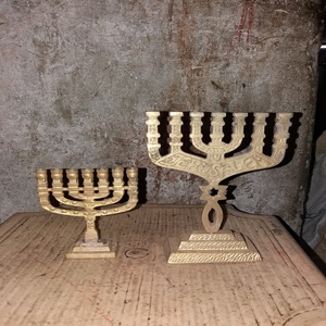 Portavelas religioso de latón macizo Menorah antiguo, calidad superior, precio bajo - Product Image 4