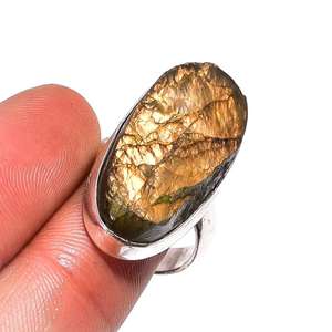 92.5 argent Sterling naturel Labradorite non traité pierre précieuse brute forme ovale belle bague jardin pierre bijoux - Product Image 3