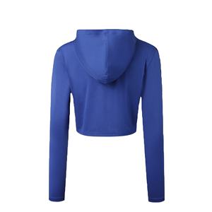 Personnalisé coupe ample pull à capuche dames haut court sweat manches longues hiver polaire 100% coton conception de poche - Product Image 3