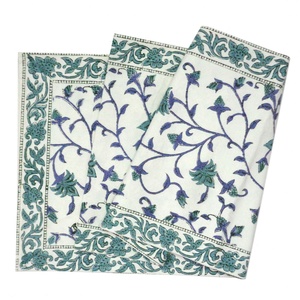 Floral Bale Handmade Hand Block Printed Embroidered Customizable Cotton Dining <b>Table</b> <b>Runners</b> Roopantaran - Product Image 1