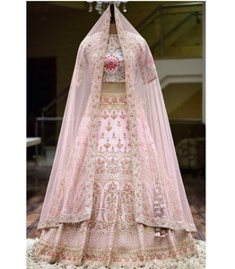 Lehenga Choli Dupatta en Coton Georgette avec Broderies Ethniques, Multicolore, Longueur Ras du Sol, pour Soirée et Mariage, Design Moderne, Infroissable - Product Image 1