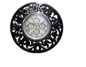 Design d'horloge murale en bois noir, décoration de bureau et de maison, horloge ronde du monde, meilleur article pour les cadeaux - Product Image 2