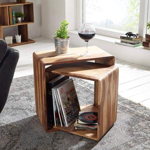 Modern Creative Design Solid Wood Side <b>Table</b> Set New 2 Piece Nesting <b>Coffee</b> <b>Tables</b> and Center <b>Table</b> for Living Room Furniture - Product Image 4