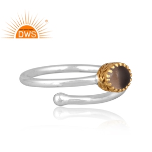 Anillo apilable de piedras preciosas de cuarzo ahumado Natural de Plata de Ley 925 fina para mujer, joyería para mujer, regalo para ella - Product Image 3