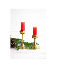BRASSWORLD INDIA elegante lujo moderno latón portavelas en forma de tulipán conjunto para bodas y Navidad impresión personalizable - Product Image 1