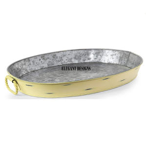 Oval Shape Galvanized Serving Platter High Quality Handmade Serving Tray Indian Stylish Luxurious Galvanized Serving Dish - Product Image 2