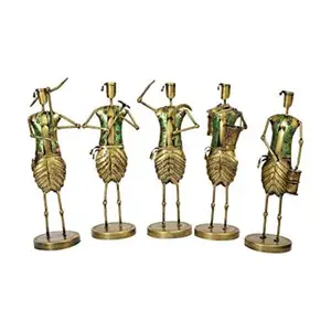 Indian Iron Musician Doll Handmade Handicraft For Home Decor Gift Item Set Of 5