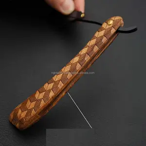 Mango de tallado de madera Barbero corte de pelo maquinilla de afeitar, profesional pelo knifes razors ceja afeitadora cuchilla reemplazable