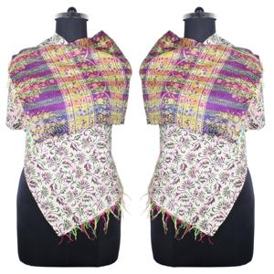 Kantha ผ้าพันคอผ้าไหมงานแฮนด์เมดสไตล์วินเทจดีไซน์อินเทรนด์สำหรับเด็กผู้หญิงผ้าพันคอ SC1232วินเทจผ้าคอตตอนเย็บมือ - Product Image 1