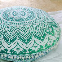 Grande housse de coussin de sol en coton, housse de coussin ronde, Poufs décoratifs indiens de 32 pouces OEM