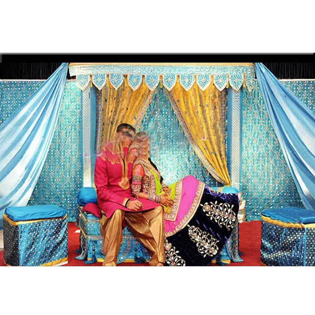 Wedding Embroidered Garba Backdrop Mehandi Stage Backdrop Decor Punjabi Wedding Stage Backdrop