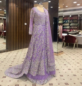 Elegant& Beautiful- Indian/Pakistani long <b>jacket</b> lehenga dress Embellished in crystal glass beads stone work for Wedding=2020 - Product Image 1