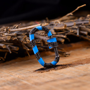 Unique Naturel Noir Spinal Gemstone Micro Pave Émail Pendentif Bijoux Serrure En Argent Sterling 925 Unisexe Fermoir Composant Mousqueton - Product Image 2