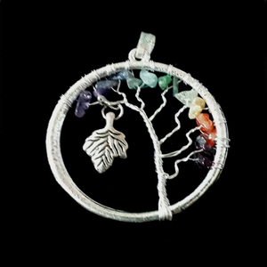 Colgante de Metal con Chips de Piedras Preciosas de Siete Chakras para Curación - Product Image 1