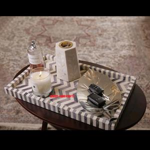 Plateau artisanal en bois nacre blanche, 6 pièces, brûleur Bakhoor, dessous de verre de décoration de maison, boîte de rangement, encens du Ramadan de l'aïd, plats et assiettes - Product Image 1