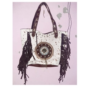 Quality Genuine Leather Shoulder <b>Bag</b> Women PU Leather Leather India Handcrafted Embossed <b>Fringes</b> <b>Bag</b> Wholesale Guru Kirpa Export - Product Image 4