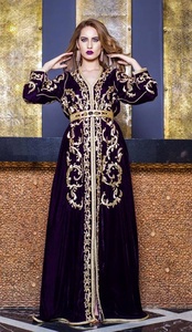 DABKA-Bordado de NEWLY--ELEGANT con cuentas de cristal, vestido caftán de terciopelo azul marino para fiesta, boda, 2022 - Product Image 2