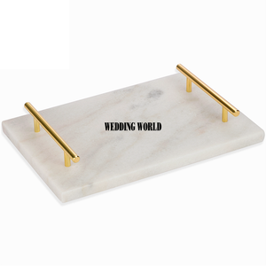 Plateau de service en marbre avec poignée Nouveau plateau de service fait main de haute qualité Classique Élégant vente en gros Nouveau plateau de service en marbre - Product Image 1