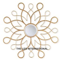 Metal Wall Mounted Hanging Mirror Copper Plating Color 18X2X18 Inch Simple Look Classical Taste Royal Choice