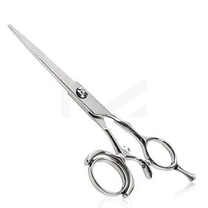 Tijeras giratorias profesionales para el cabello, 14 cm, tijeras de acero de cobalto con anillos de tela, personalizadas, 2021