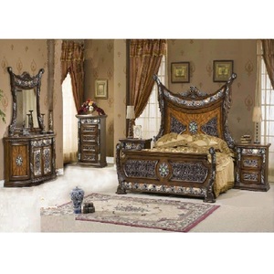 Juego de Muebles de Dormitorio Modernos de Lujo Estilo Maharaja Indio, en Madera de Teca Duradera, con Acabado en Oro Antiguo, Estilo Francés, para Estados Unidos - Product Image 1