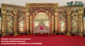 เสาแต่งงานอินเดียเสาเวทีไฟเบอร์ตกแต่งเวทีงานแต่งงานเอเชียเสาทอง - Product Image 6