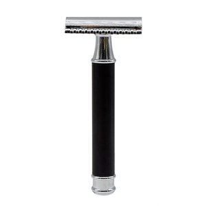 Manche de rasoir en acier, noir brillant, Logo personnalisé, sécurité à Double bord pour hommes, 1 pièce - Product Image 1