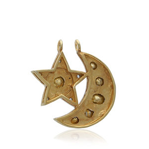 Pendentif en verfeuilles jaunes 925 en argent, pois, diamant de styliste, étoile, lune, breloque, bijoux de noël, vente en gros - Product Image 4