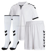 Set Jersey Sepak Bola Produksi Profesional, Kit Seragam Sepak Bola Logo Kain Sublimasi Putih Tim Portugal