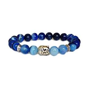 Bracelet en pierre bleue lisse réglable fait à la main Top vente forme naturelle pierres précieuses perlées cristal Agate oeil de tigre - Product Image 1