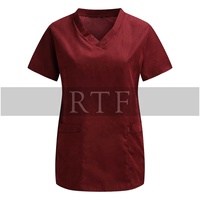 Uniforme d'infirmière, T-shirt décontracté à manches courtes pour femmes, T-shirt en col en v, uniforme de clinique, chemisier ample, uniforme