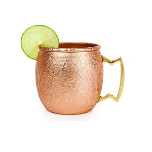 Taza de Cobre Martillado para Jugo o Leche con Asa de Latón, Taza Redonda de Primera Calidad para Beber Agua al Mejor Precio - Product Image 2