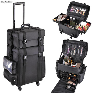 Profesional vacía artista de estudio blanco belleza Cosmética Maquillaje organizador caja tren caso con divisores de llave de bloqueo de correa - Product Image 3
