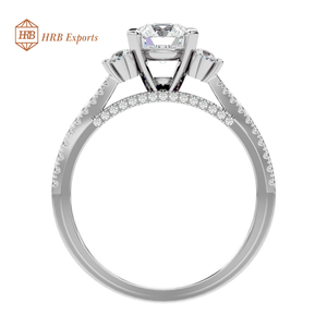 Moissanite 6 puntas anillo de compromiso, anillo de oro de plata sólida para las Mujeres 18K blanco ronda brillante corte 1 Ct joyería de regalo personalizado - Product Image 4