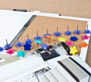 Office Accessories 100pcs/Mesh Assorted Color Star Push <b>Pins</b> - Product Image 3