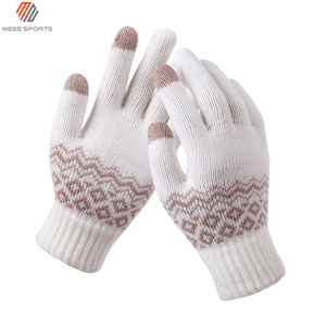 MESS SPORTS Winter Checked Cotton Outdoor Knitted <b>Warm</b> Wholesale Cycling for Screen <b>Gloves</b> - Product Image 3