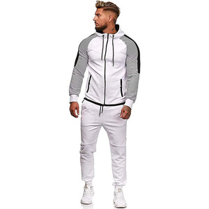 New Arrival Men's Raglan Sleeve Stylish Zip <b>Up</b> Hoodie With Track Pants Tracksuits Set - Product Image 6