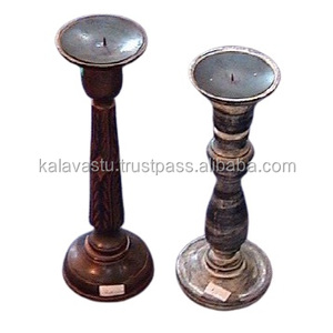 Nuevo portavelas de pilar de madera hecho a mano de Kalavastu para arte y coleccionable - Product Image 6