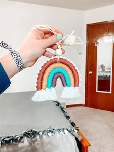 Macrame Rainbow <b>Keychain</b> Mini, Key <b>Ring</b> Accessory - Product Image 6